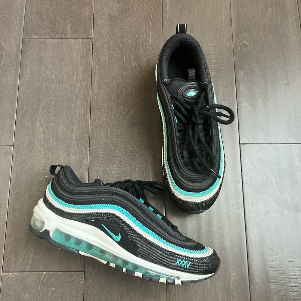Nike Air Max 97 Black and Teal Athletic Shoes